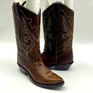 GYPSY ROSE BOOT WOMEN SIZE 7.5 COWBOY BROWN LEATHER EMBROIDERED SHIP TOP